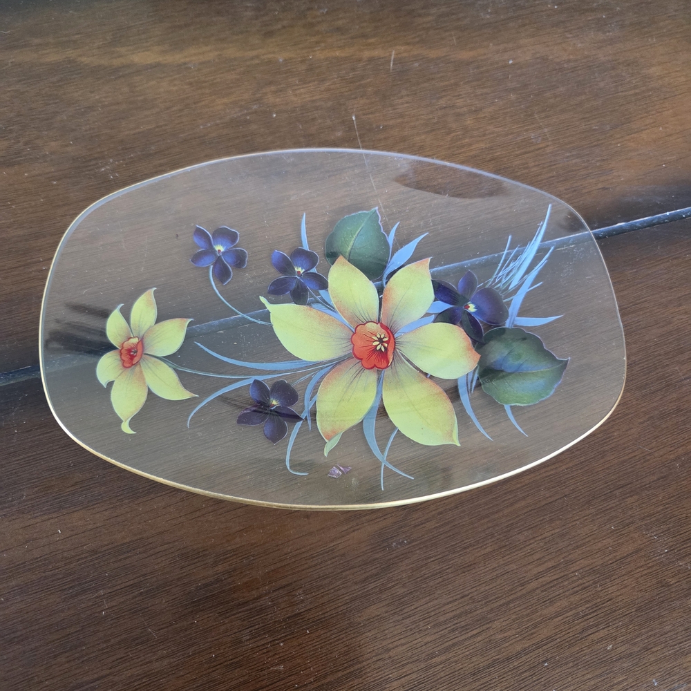 Floral Glass Decorative Plate